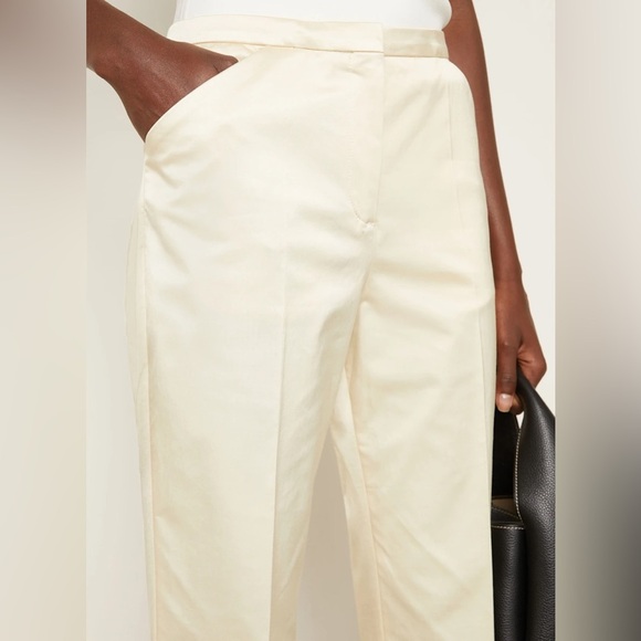 NWT Toteme Cropped Straight Trousers Satin Sheen Pants Ecru - Picture 3 of 16